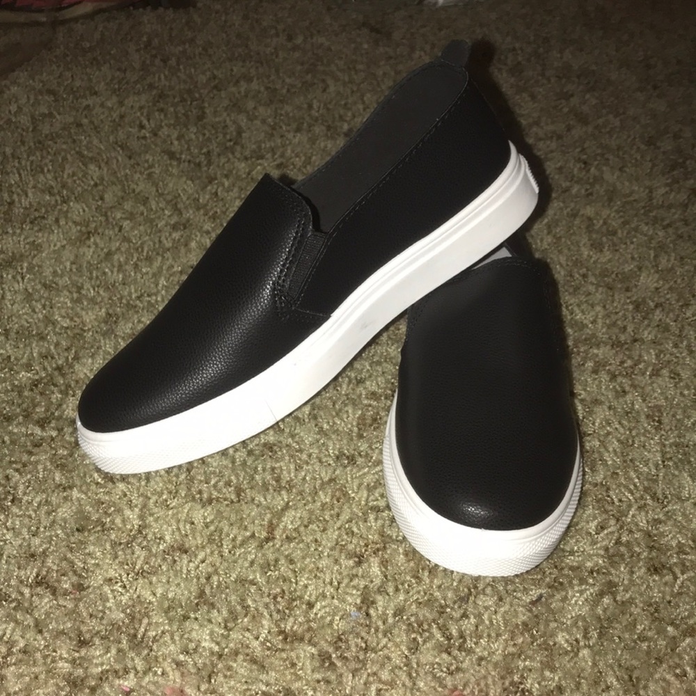 Black and White Slip On Shoes